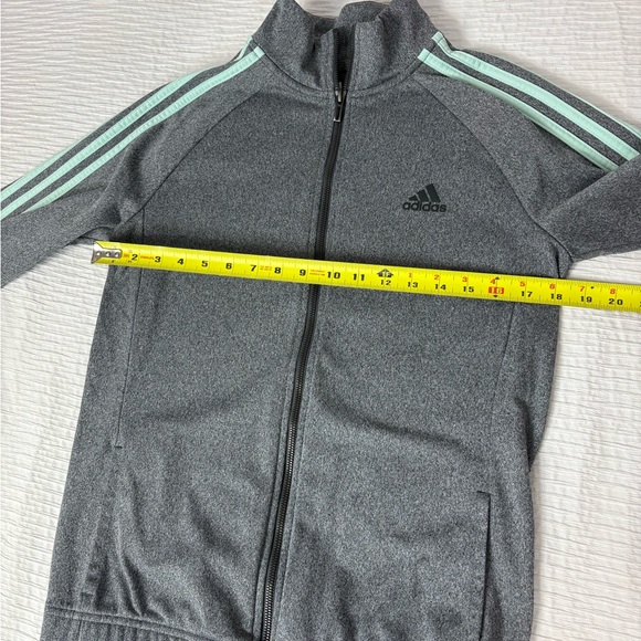 Adidas Women's Gray Long Sleeve Top with Mint Stripes - Picture 7 of 7
